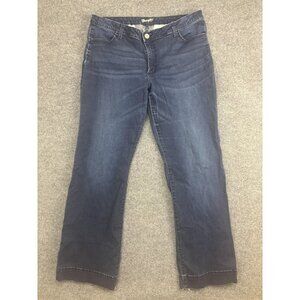 Wrangler Straight Jeans Womens 19/20x34 Blue Dark Wash Relaxed Stretch Denim